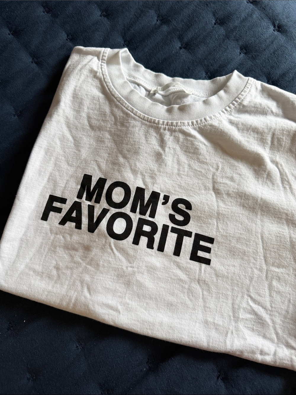 Zara White Tee with Black "MOM'S FAVORITE" Graphic